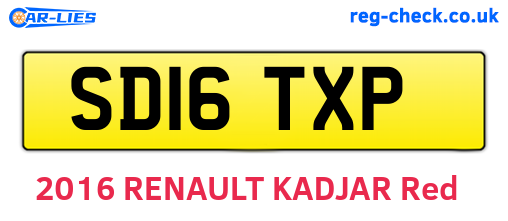 SD16TXP are the vehicle registration plates.