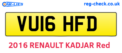 VU16HFD are the vehicle registration plates.