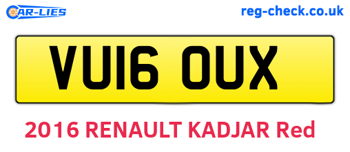 VU16OUX are the vehicle registration plates.