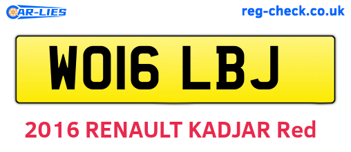 WO16LBJ are the vehicle registration plates.