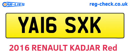 YA16SXK are the vehicle registration plates.