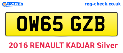 OW65GZB are the vehicle registration plates.