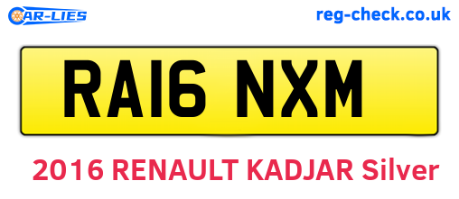 RA16NXM are the vehicle registration plates.