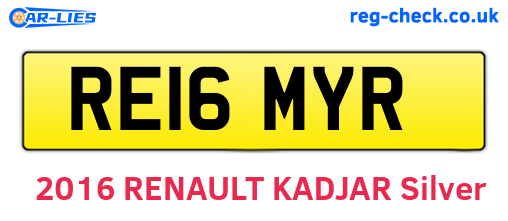 RE16MYR are the vehicle registration plates.