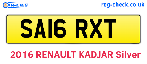 SA16RXT are the vehicle registration plates.
