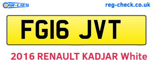 FG16JVT are the vehicle registration plates.