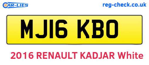 MJ16KBO are the vehicle registration plates.