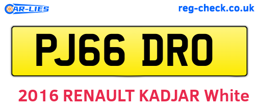 PJ66DRO are the vehicle registration plates.