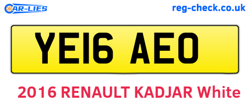 YE16AEO are the vehicle registration plates.