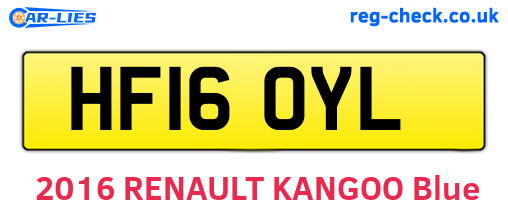 HF16OYL are the vehicle registration plates.