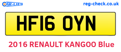 HF16OYN are the vehicle registration plates.