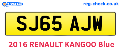 SJ65AJW are the vehicle registration plates.