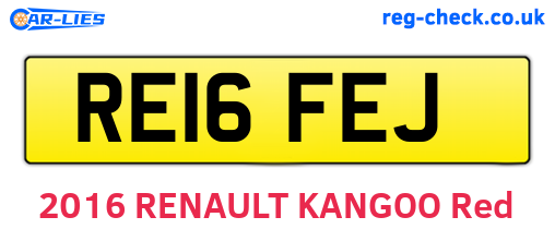 RE16FEJ are the vehicle registration plates.