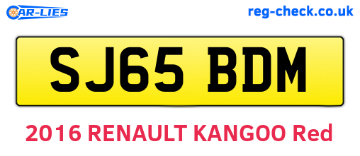 SJ65BDM are the vehicle registration plates.