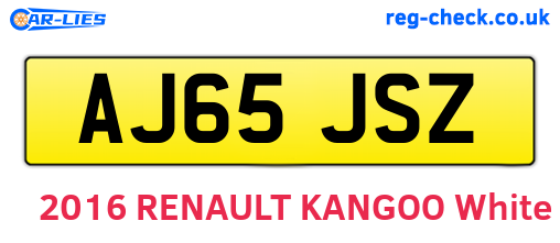 AJ65JSZ are the vehicle registration plates.