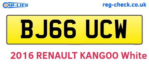 BJ66UCW are the vehicle registration plates.
