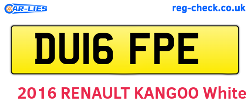 DU16FPE are the vehicle registration plates.