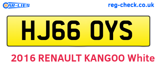 HJ66OYS are the vehicle registration plates.