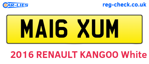 MA16XUM are the vehicle registration plates.