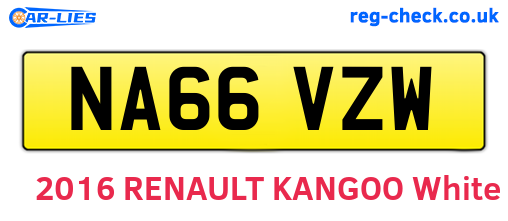 NA66VZW are the vehicle registration plates.
