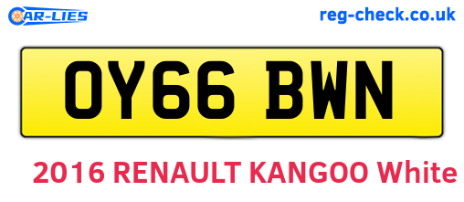 OY66BWN are the vehicle registration plates.