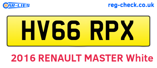 HV66RPX are the vehicle registration plates.