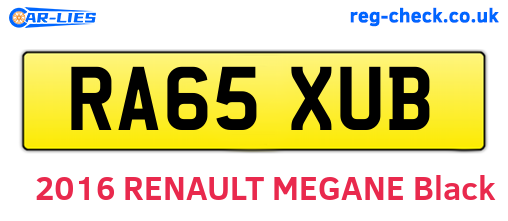 RA65XUB are the vehicle registration plates.