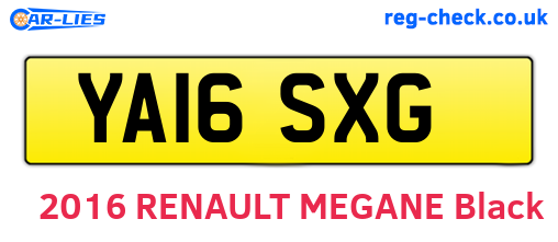 YA16SXG are the vehicle registration plates.
