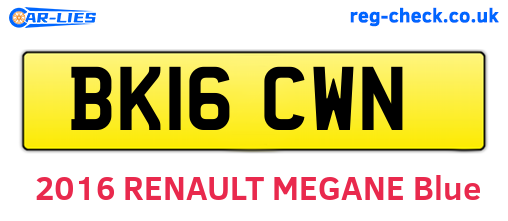BK16CWN are the vehicle registration plates.