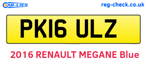PK16ULZ are the vehicle registration plates.