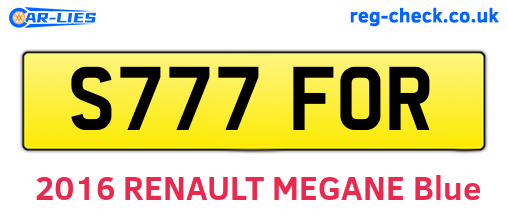 S777FOR are the vehicle registration plates.