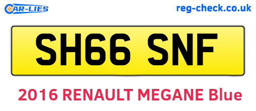 SH66SNF are the vehicle registration plates.