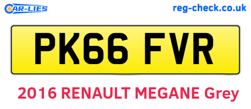 PK66FVR are the vehicle registration plates.