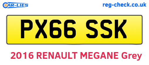 PX66SSK are the vehicle registration plates.