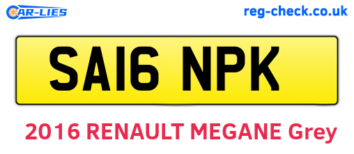 SA16NPK are the vehicle registration plates.