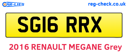 SG16RRX are the vehicle registration plates.