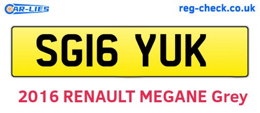 SG16YUK are the vehicle registration plates.