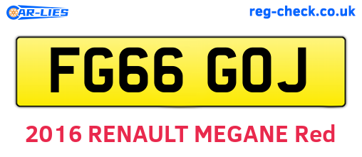 FG66GOJ are the vehicle registration plates.