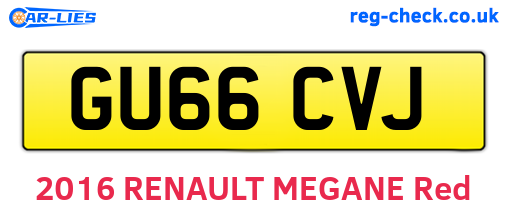 GU66CVJ are the vehicle registration plates.