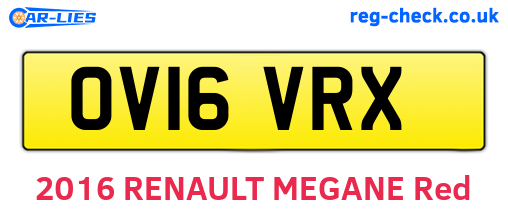 OV16VRX are the vehicle registration plates.