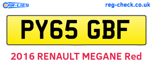 PY65GBF are the vehicle registration plates.