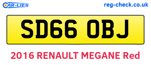 SD66OBJ are the vehicle registration plates.