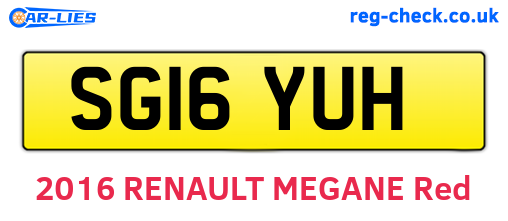 SG16YUH are the vehicle registration plates.