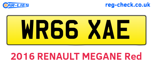 WR66XAE are the vehicle registration plates.