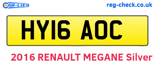 HY16AOC are the vehicle registration plates.