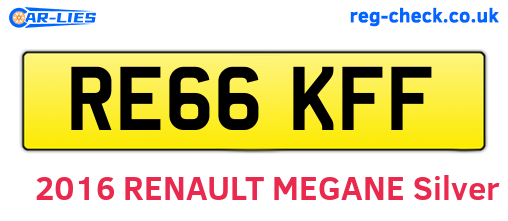 RE66KFF are the vehicle registration plates.