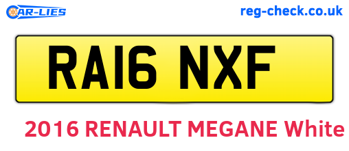 RA16NXF are the vehicle registration plates.