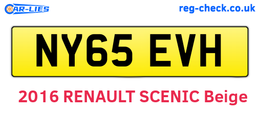NY65EVH are the vehicle registration plates.
