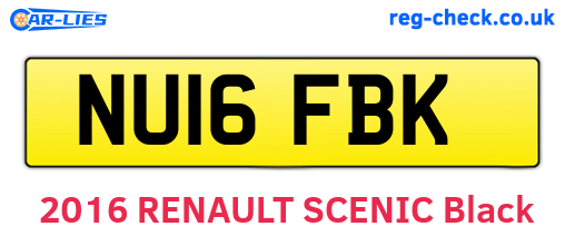 NU16FBK are the vehicle registration plates.