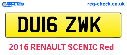 DU16ZWK are the vehicle registration plates.